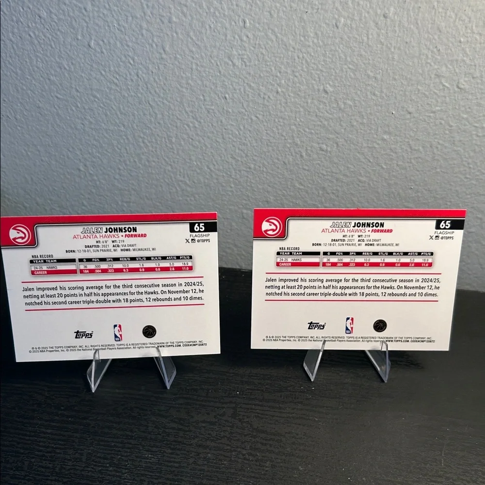 Jalen Johnson Atlanta Hawks NBA Topps Holo and Holo sand glitter foils.All star - Picture 2 of 2